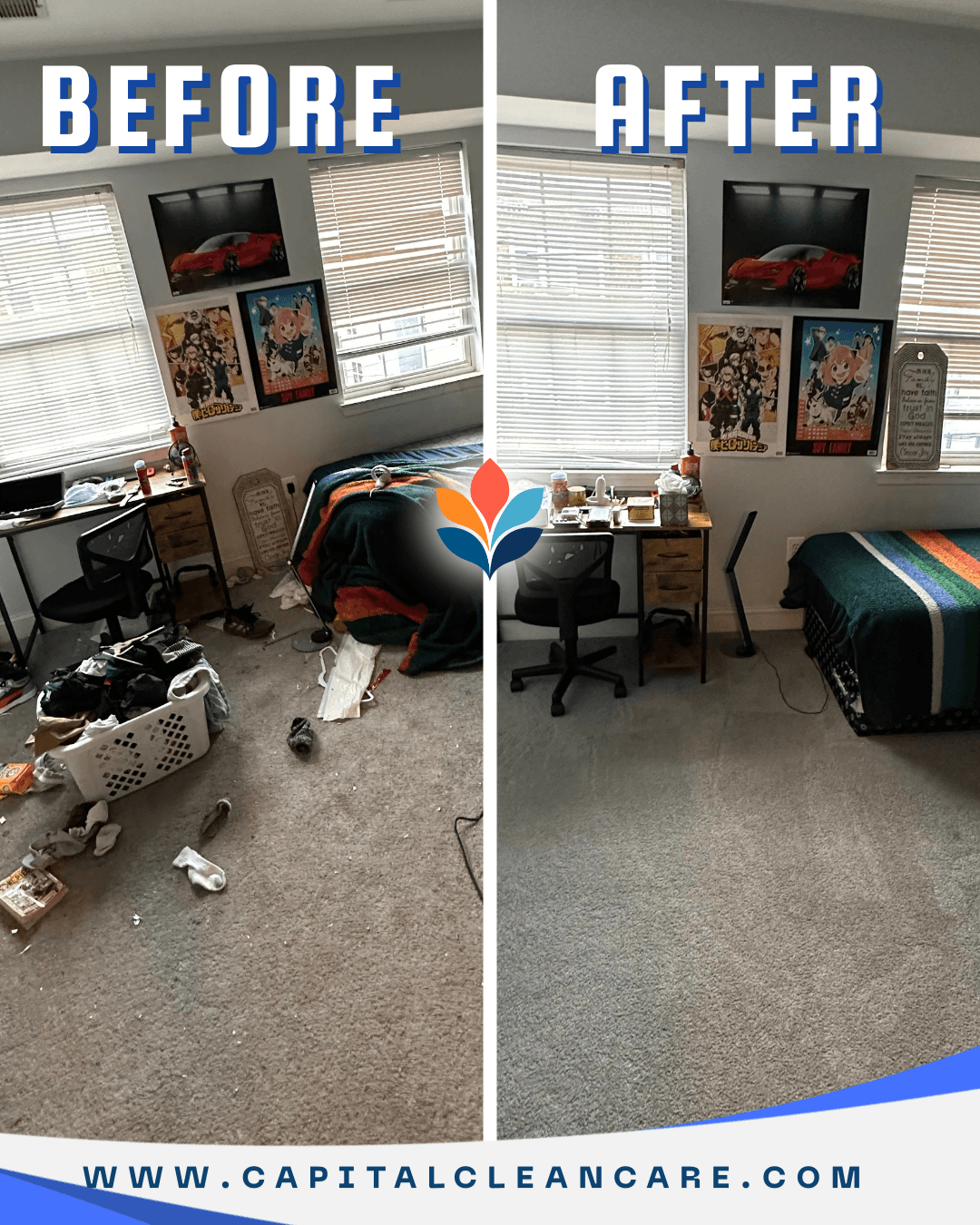 Kids room before and after cleaning service