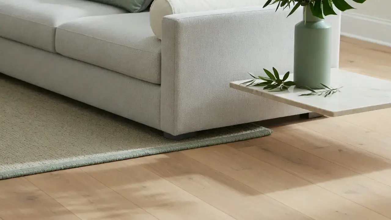 A pristine, freshly deep-cleaned living room in soft daylight